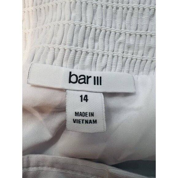 Bar III Button Front Lined Wide Leg White Pants Size 14 High Waist Pockets - Picture 11 of 13